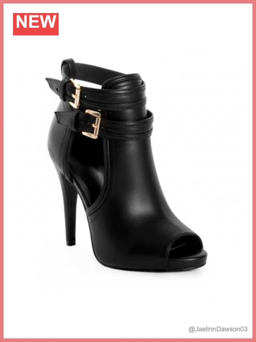 Women's 4.3" Stiletto Heel Ankle Booties Faux Leather Peep Toe Buckle Party